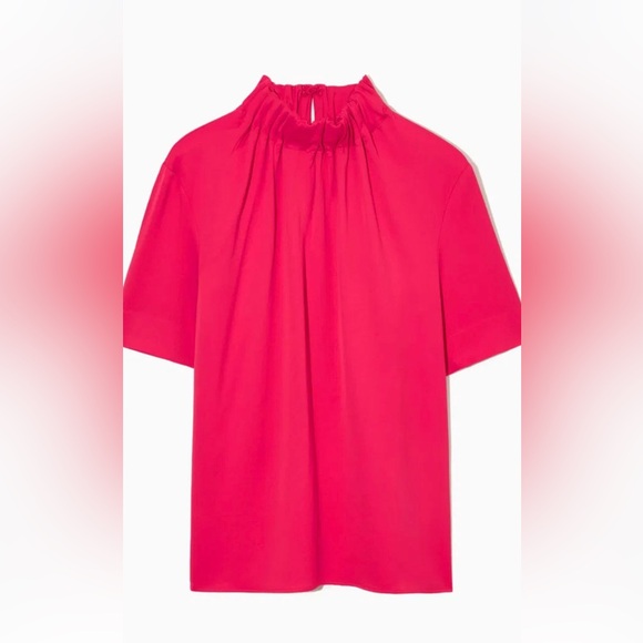 COS High-Neck Satin top Pink - Picture 10 of 11